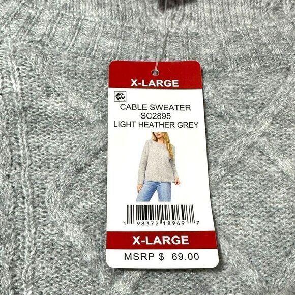 Vince Camuto Women's Cable Sweater Light Heather Grey Size XL - Picture 9 of 10